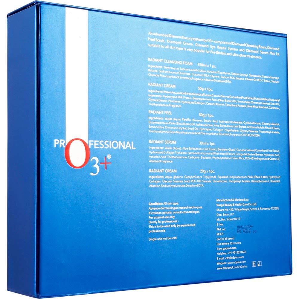 O3+ Diamond Luxury System Facial Kit For Bridal Makeup And Ultra Glow Treatments - Perfect For All Skin Types, Best for Brightening & Glowing Skin