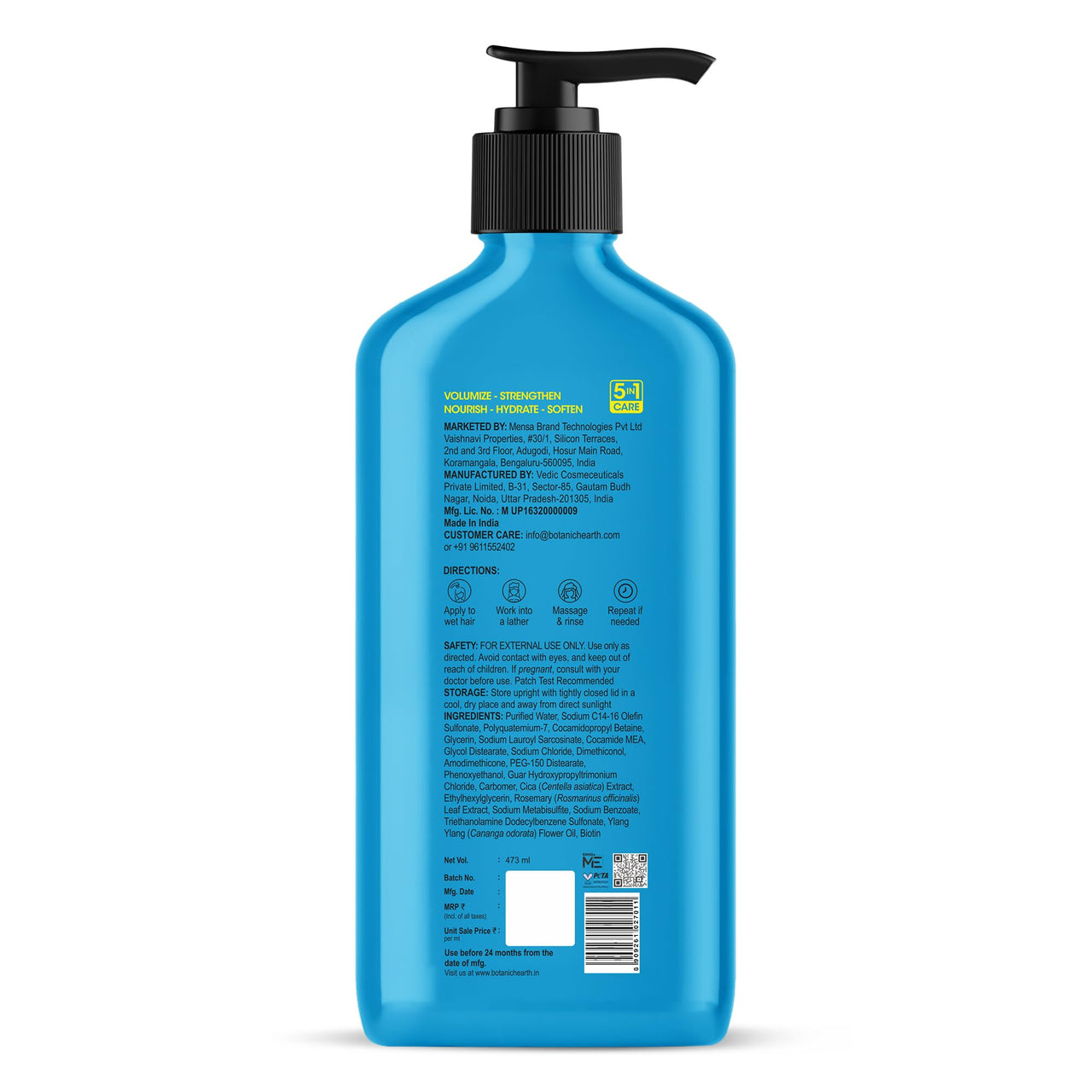 Botanic Hearth Volume & Growth Shampoo with Biotin & Ylang Ylang Oil | Thickens & Strengthens Hair | Hydrating & Fortifying Formula with Cica & Rosemary Water| Sulfate & Paraben Free, 473ml