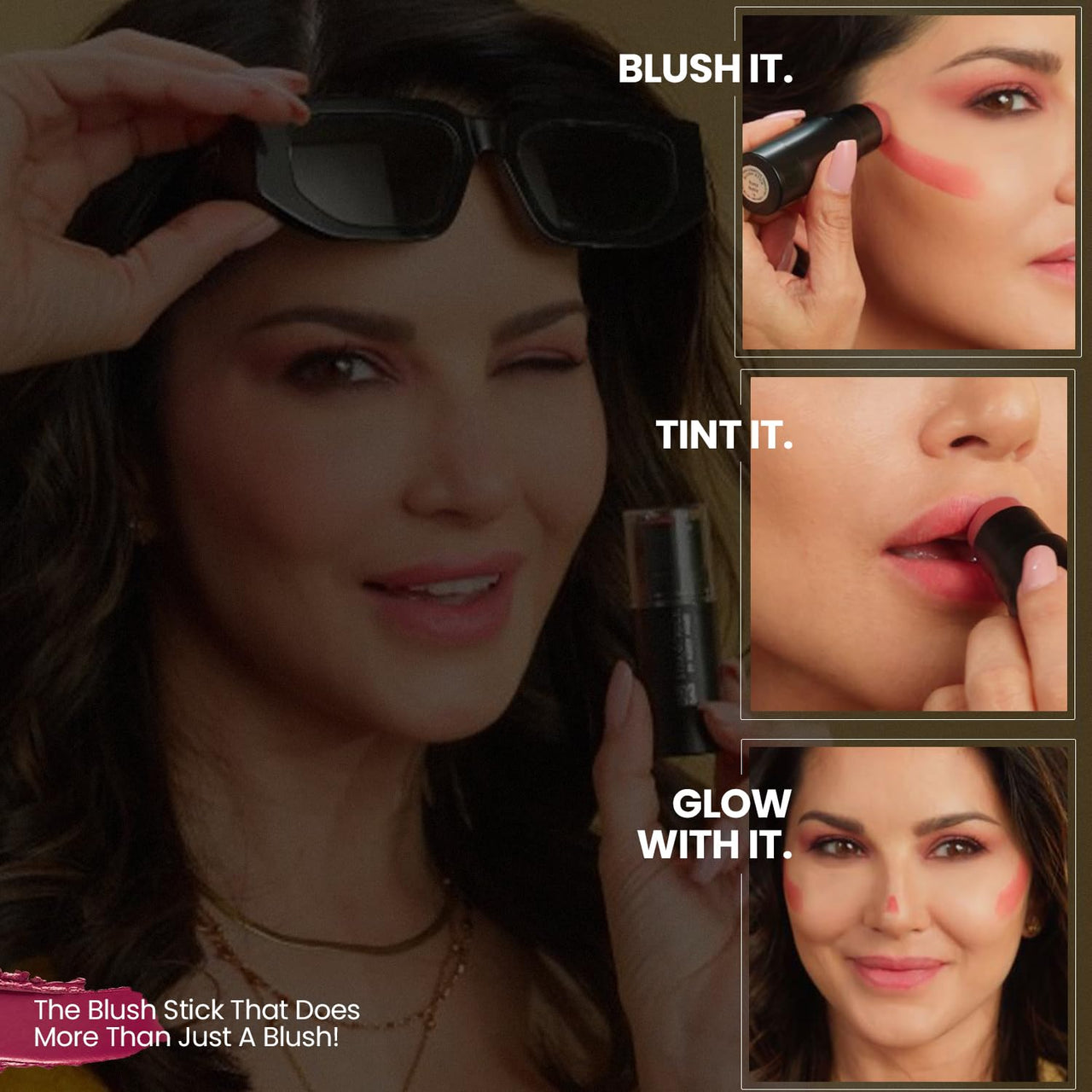 STARSTRUCK BY SUNNY LEONE Blush Stick for Women - Crayberry | Blusher | Highlighter | Blush Stick for Cheeks Matte Finish | Waterproof and Long Lasting Blusher, Face Makeup
