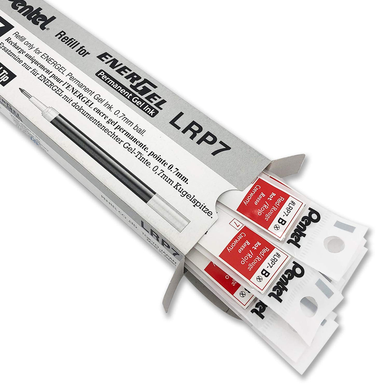 Pentel Refill Ink - For EnerGel PRO Permanent Gel Pen, (0.7mm) Medium Line, Red Ink - LRP7-B