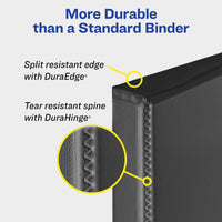 Avery(R) Durable View 3 Ring Binder, 2 Inch EZD Rings, 1 Black Binder (09500) 2
