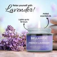 Bella Vita Organic Soy Wax Aroma Candles Set Of 4 Scented Aromatic Fragrance Vanilla, Cinnamon, Lavender & Rose For Gifting Home, 60 Gms Each,Up To 15 Hours Burn Time