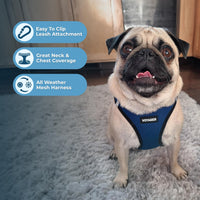Voyager Step-in Air Dog Harness - All Weather Mesh Step in Vest Harness for Small and Medium Dogs and Cats by Best Pet Supplies - Harness (Blue/Black Trim), XS (Chest: 13-14.5