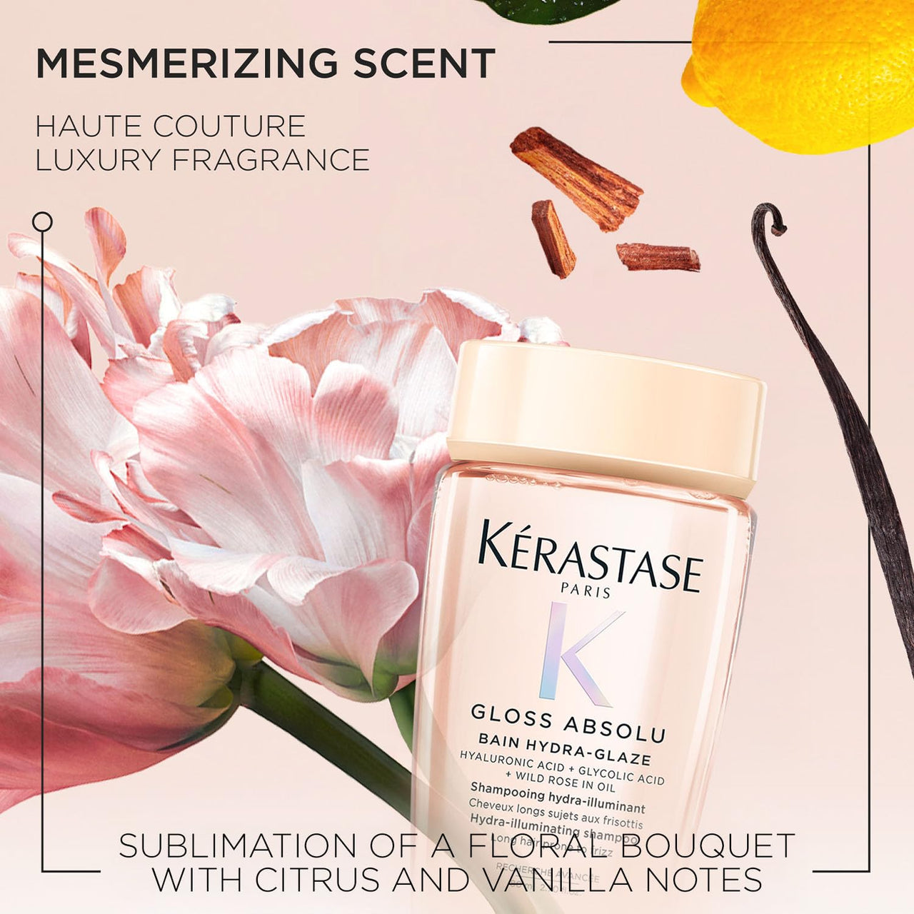 Kérastase Gloss Absolu Anti-Frizz Shampoo & Conditioner Travel-Size Combo For Bouncy, Glossy Hair | Fine To Medium Hair | 4-Days Anti-Frizz | With Hyaluronic & Glycolic Acid, Wild Rose-In-Oil