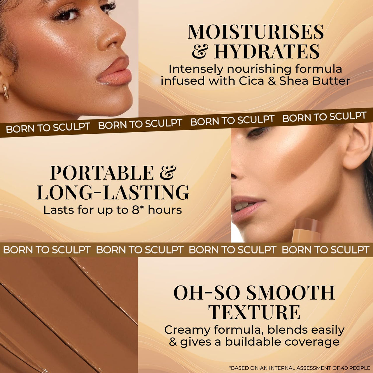 Just Herbs Super Hydrating Born To Sculpt Long Stay Bronzer Stick Infused with Shea Butter | Richly Pigmented | Defines and Uplift Appearance | Matte Finish | All Skin Types for Women 14g (Mocha)
