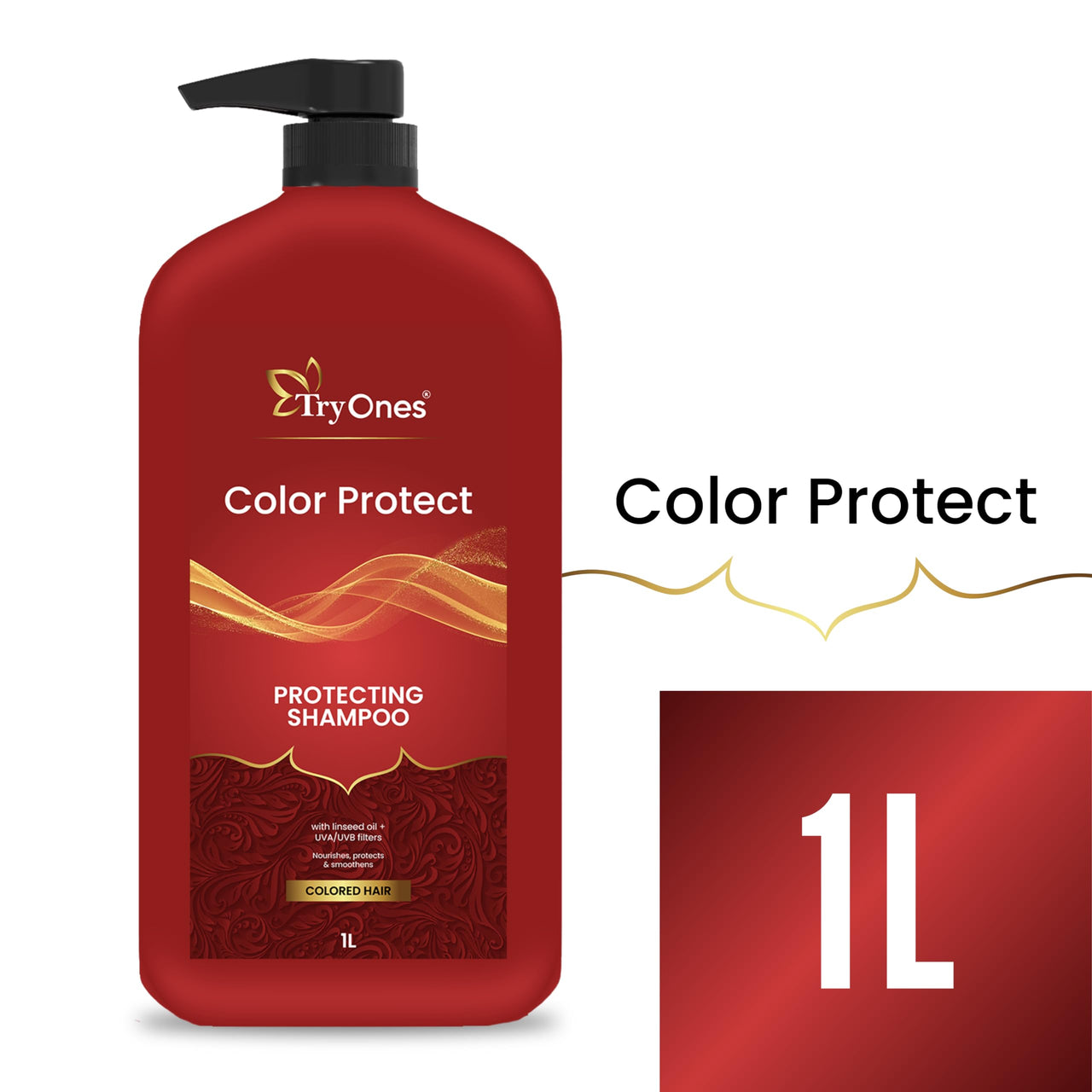 TryOnes Color Protect Shampoo, Vibrant & Revived Colour, For Colour-treated Hair, Protects from UVA & UVB, 1000 ml