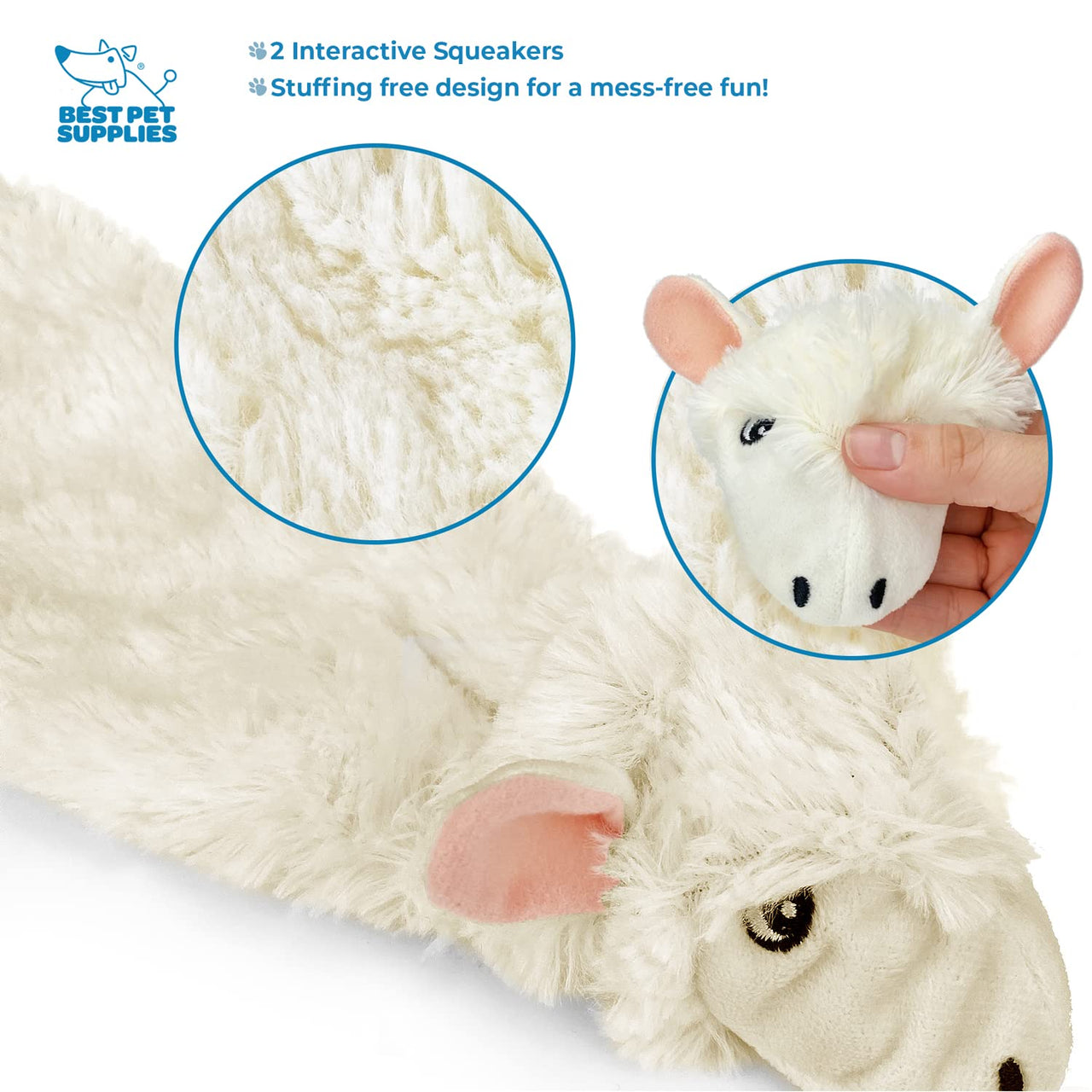 Best Pet Supplies 2-in-1 Stuffless Squeaky Dog Toys with Soft, Durable Fabric for Small, Medium, and Large Pets, No Stuffing for Indoor Play, Holds a Plastic Bottle - Sheep, Cow, Medium Multicolor/Sheep & Cow