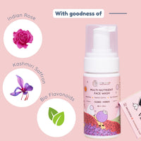 Little Rituals Multi-Nutrient Foaming Face Wash for Babies & Kids | Indian Rose & Kashmiri Saffron | Bio Flavonoids | Cleanse + Hydrate | pH Balanced, Tear-Free | MADE SAFE | 0M+ | 100 ml