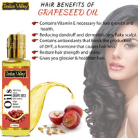 INDUS VALLEY 100% Pure Carrier Oil- Natural, Virgin, unrefined & Cold Pressed Grape Seed Oil - Vitis Vinifera (100ml)