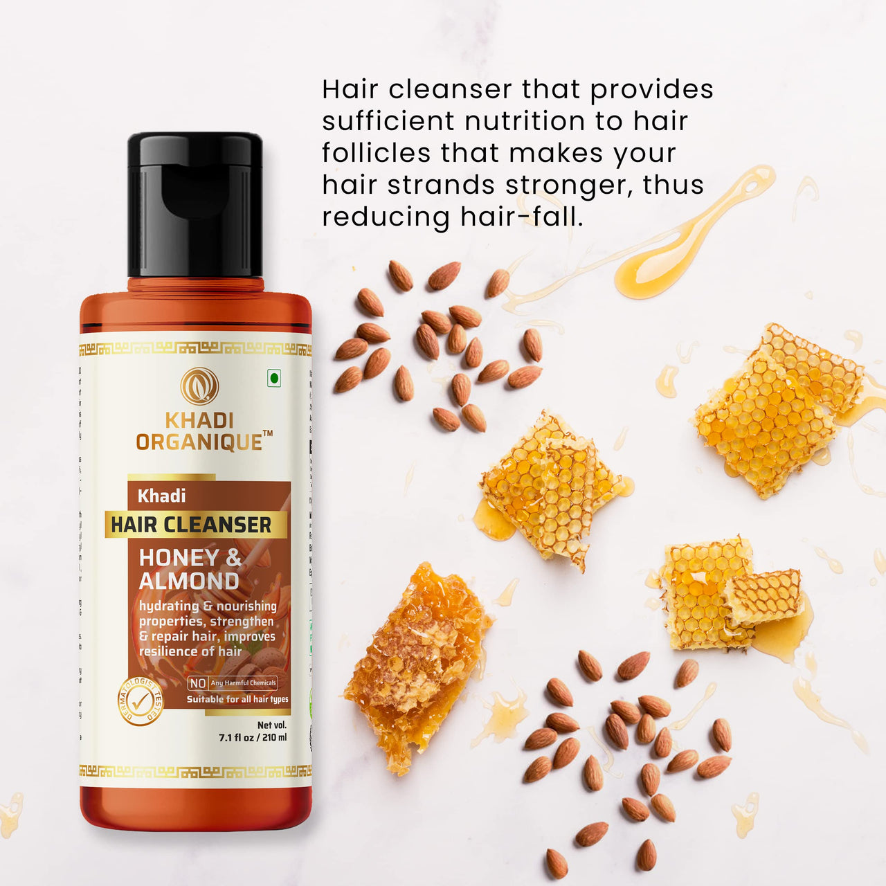 Khadi Orgnaique Herbal Natural Honey Almond Hair Shampoo Pack of 4
