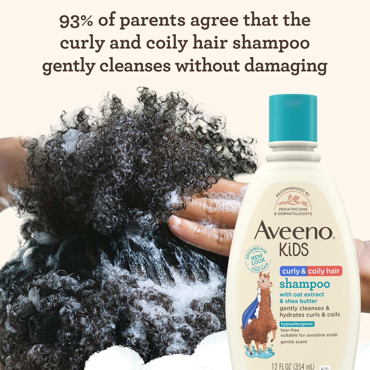 Aveeno Baby Kids Curly Hair Shampoo With Oat Extract & Shea Butter 12 Fl Oz, 1 Count