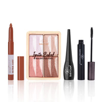 SHRYOAN Makeup Combo Set | Mascara, Eye-Liner, Matte Lipstick & Highlighter Combo Face Kit | Long Lasting, For All Skin Types | 100% Vegan & Cruelty-Free (4 Items Makeup Combo in the One Set)