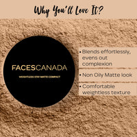 FACESCANADA Weightless Stay Matte Finish Compact Powder - Natural 9 G And Faces Canada Magneteyes Eyeliner - Black, 3.5Ml