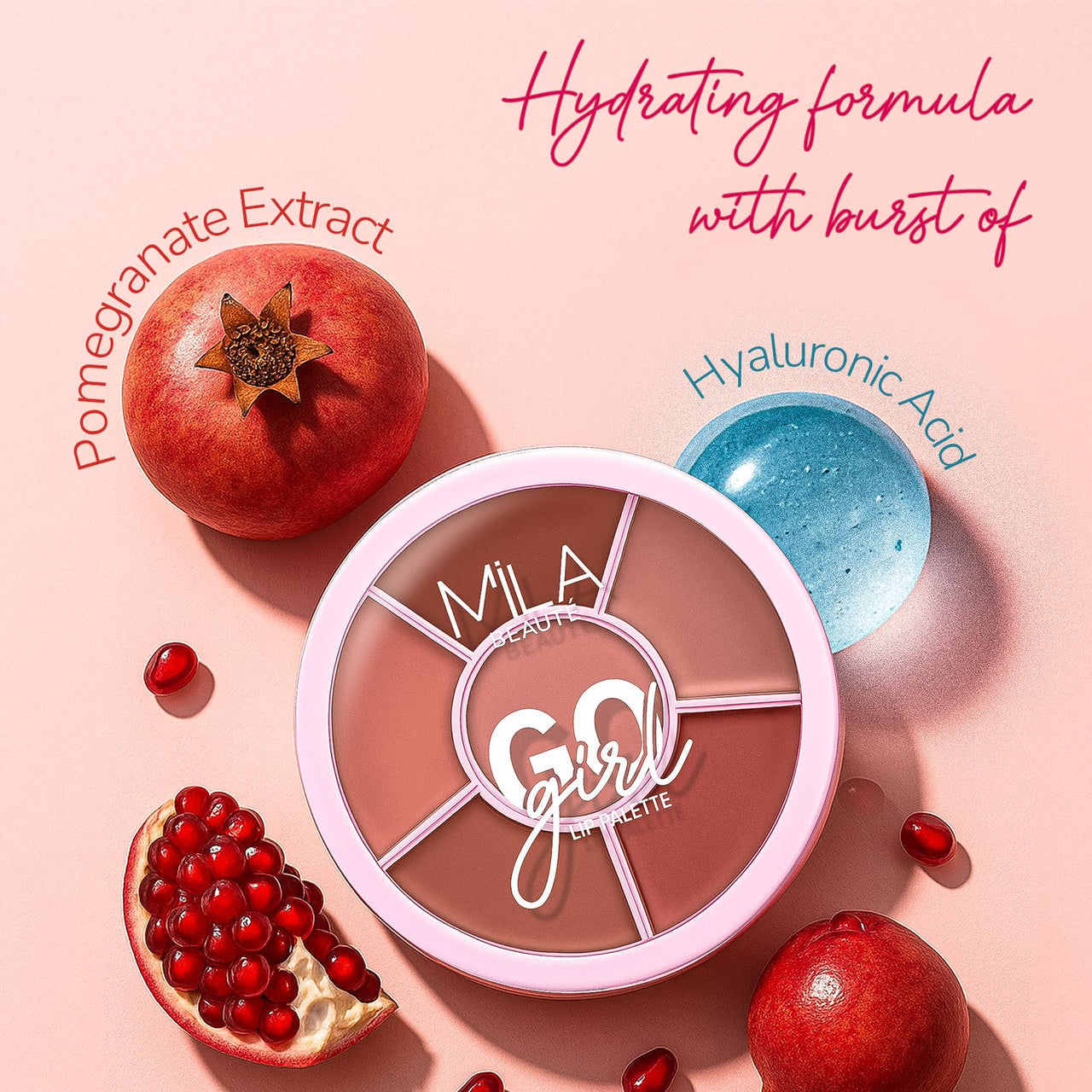 Mila Beaute Go Girl Lip Palette with 6 Pigmented Shades I Creamy Matte Finish I Hydrating Formula of Pomegranate Extract & Hyaluronic Acid I Travel Friendly Lip Palette - SWEARBY NUDES & BROWNS