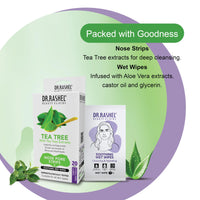 Tea Tree Nose Strips (Pack of 20) - 10 Pore Strips + 10 Wipes for Deep Cleansing & Blackhead Removal | Refreshing & Natural Tea Tree Oil Formula for Clearer Skin