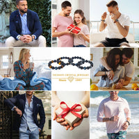 Vicsoon Triple Protection Bracelets for Men Women, Handmade Bracelet with 14mm Blue Tigers Eye Beads Black Obsidian and Hematite, Healing Crystal Jewelry Stone Bracelets Bring Luck and Happiness Blue Black