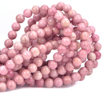 80Pcs Natural Crystal Beads Stone Gemstone Round Loose Energy Healing Beads with Free Crystal Stretch Cord for Jewelry Making (Rhodochrosite, 10mm) Rhodochrosite