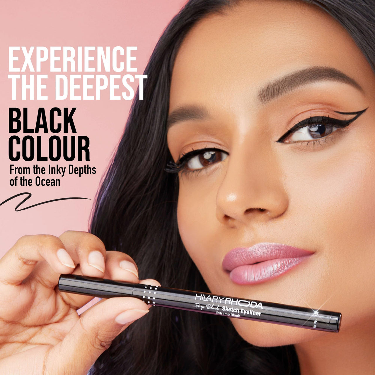 Hilary Rhoda Deep Black Sketch Eyeliner | Waterproof & Smudge-Proof Eyeliner | Deep Black & Long-Lasting | Single-Stroke Application | 1.2g