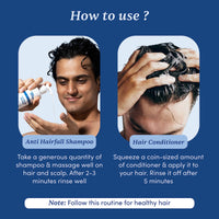 Man Matters Anti Hair Fall Shampoo 200ml and Conditioner 90ml For Men With DHT Blocker | Helps in Deep Nourishment and Frizz Free Hair | Sulphate & Paraben Free | Pack of 2