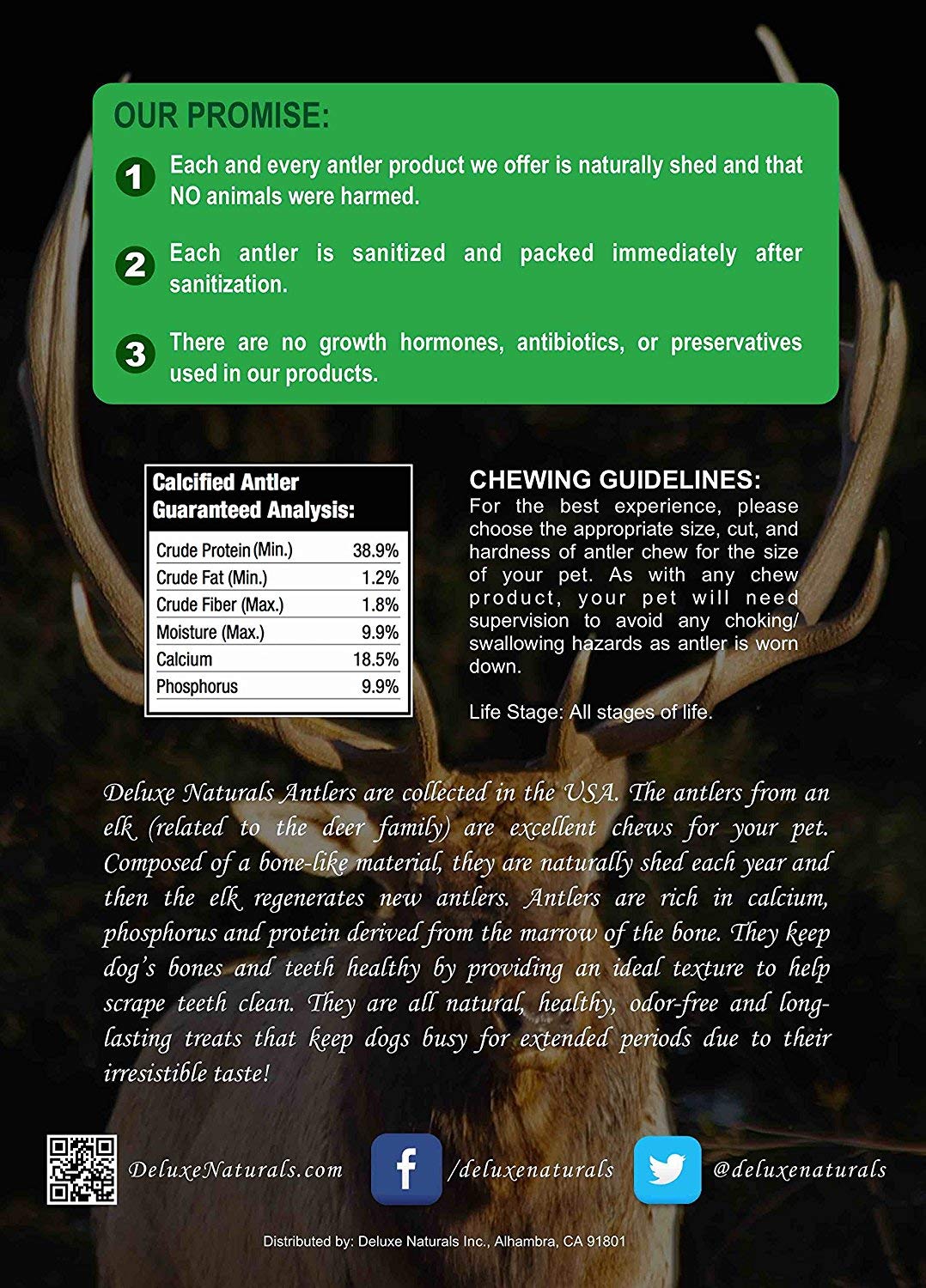 Elk Antler Chews for Dogs | Naturally Shed USA Collected Elk Antlers | All Natural A-Grade Premium Elk Antler Dog Chews | Product of USA, 4-Pack Medium Whole Medium (Pack of 4)