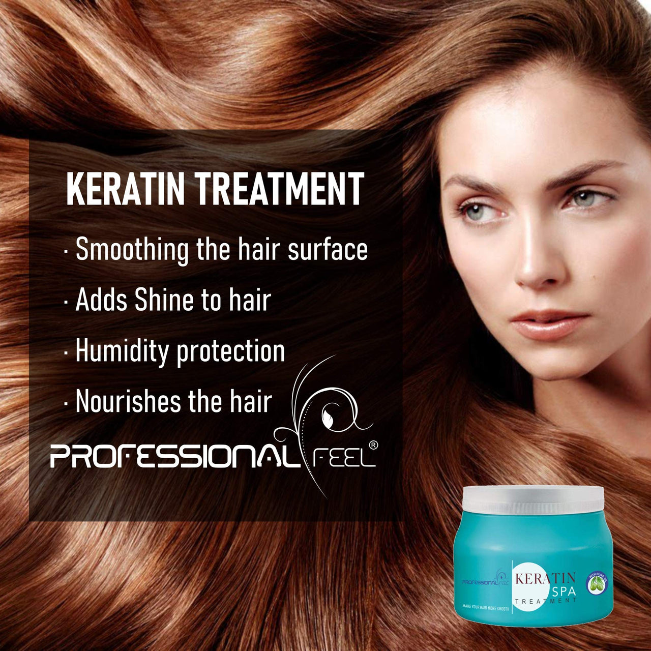 PROFESSIONAL FEEL Keratin Hair Spa Treatment, Real Deep Conditioning Repair Treatment For Frizz Free Hair Care With Smooth -180 G, 1 Count