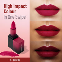 Swiss Beauty Hd Matte Pigmented Smudge Proof Lipstick | Creamy Matte Long Stay Lipstick | Pink Up, 3.4g