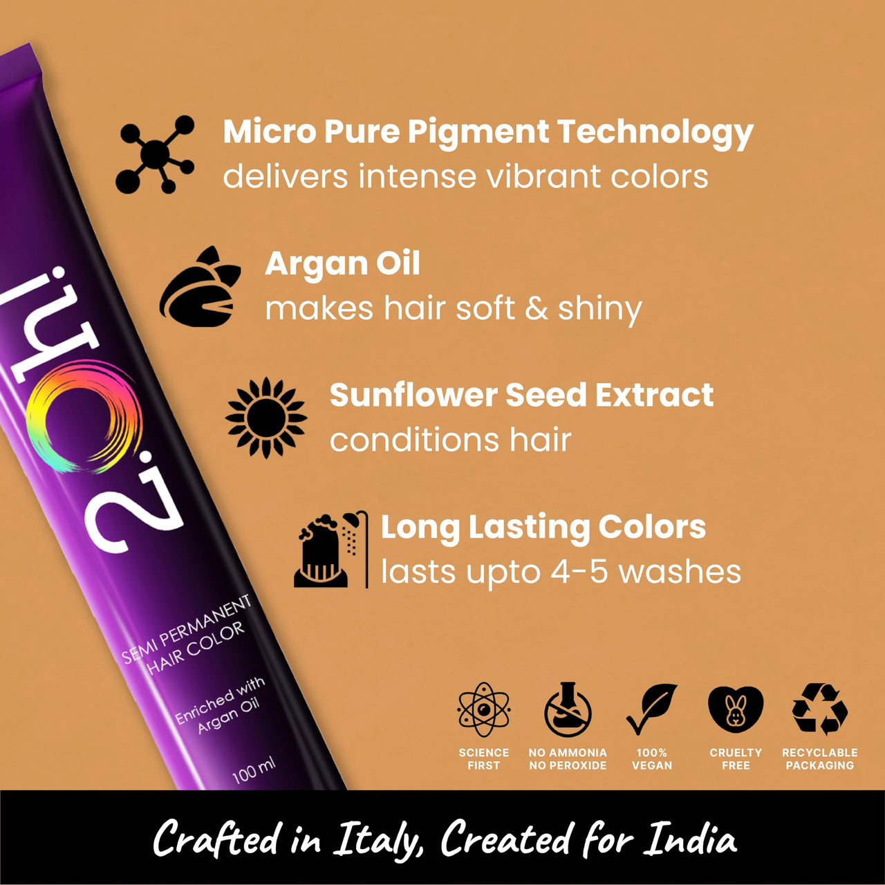 2.Oh! Italian- Golden Glaze Hair Color For Women & Men | Ammonia-Free DIY Semi Permanent Hair Color | Enriched with Argan Oil | Lasts upto 4-5 Washes | Pack of 2