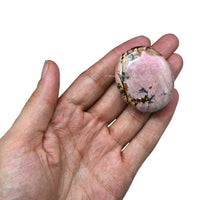 Rhodonite Palm Stone - Hot Massage Worry Stone for Natural Body Chakra Balancing, Reiki Healing and Crystal Grid Rhodonite