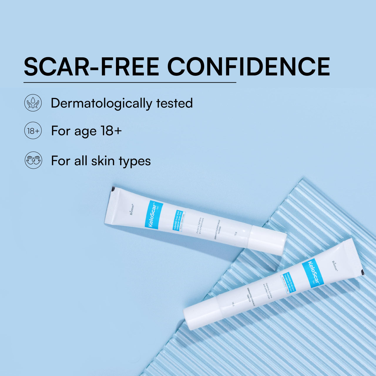 Brinton Keloscar Gel, Surgical Scar Gel for All Skin Types, Lightens & Softens Scars, Dermatologically Tested, Protects, Retains Moisture, Stimulates Skin Regeneration, 15 g