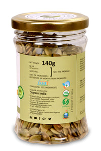 Orgrain India Organic Pumpkin Seeds, 140g | Rich in Protein & Fiber | Diet Snacks | Helps In Boosting Immunity | AAA Grade Pumpkin Seeds for Eating | Pumpkin Seeds for Weight Loss