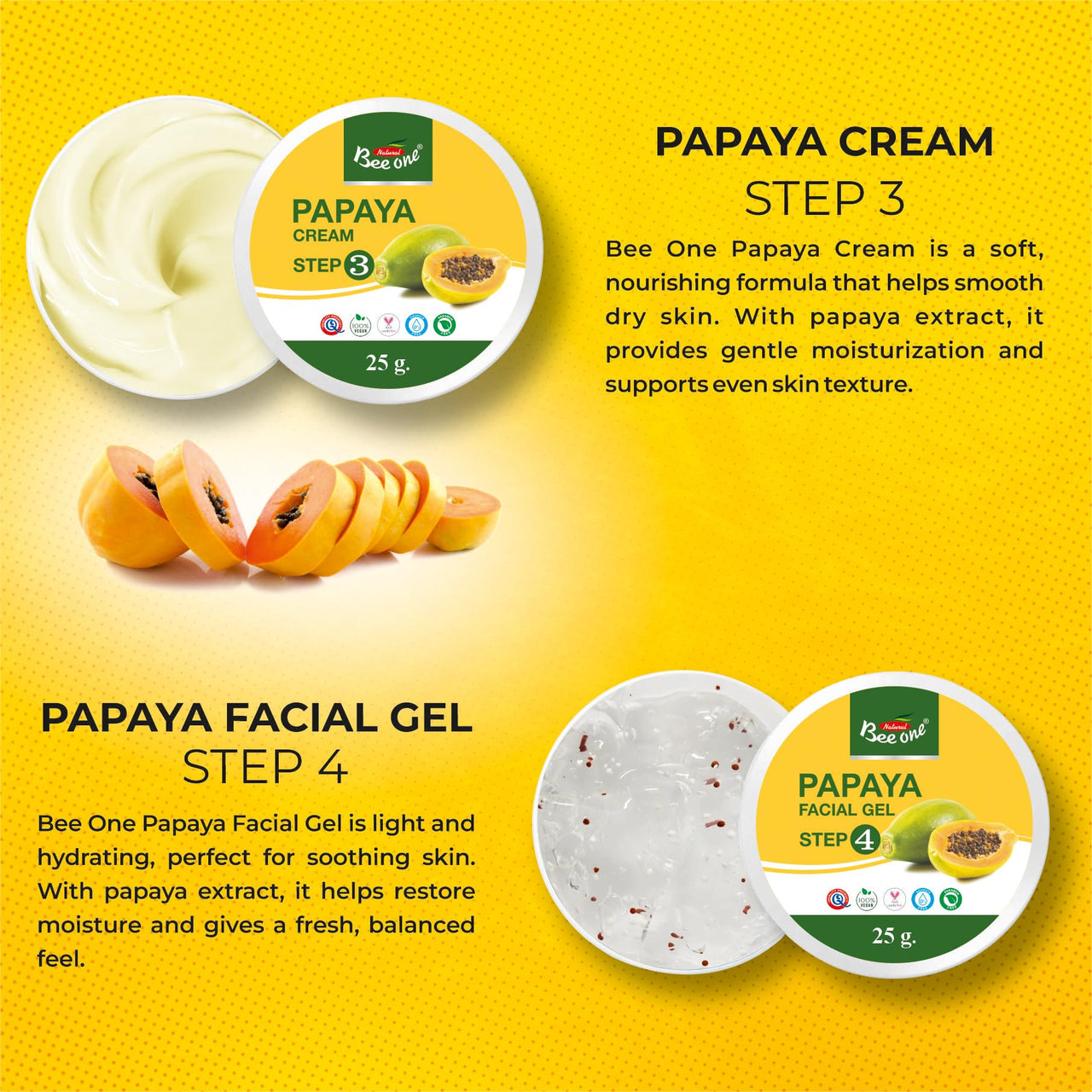 Bee One Facial Kit for Radiant Skin and Youthful Glow 125g Beeone Fights pigmentation and prevents Acne | Suitable for All Skin Types | Get upto 5 uses in this 1 Kit (Papaya)