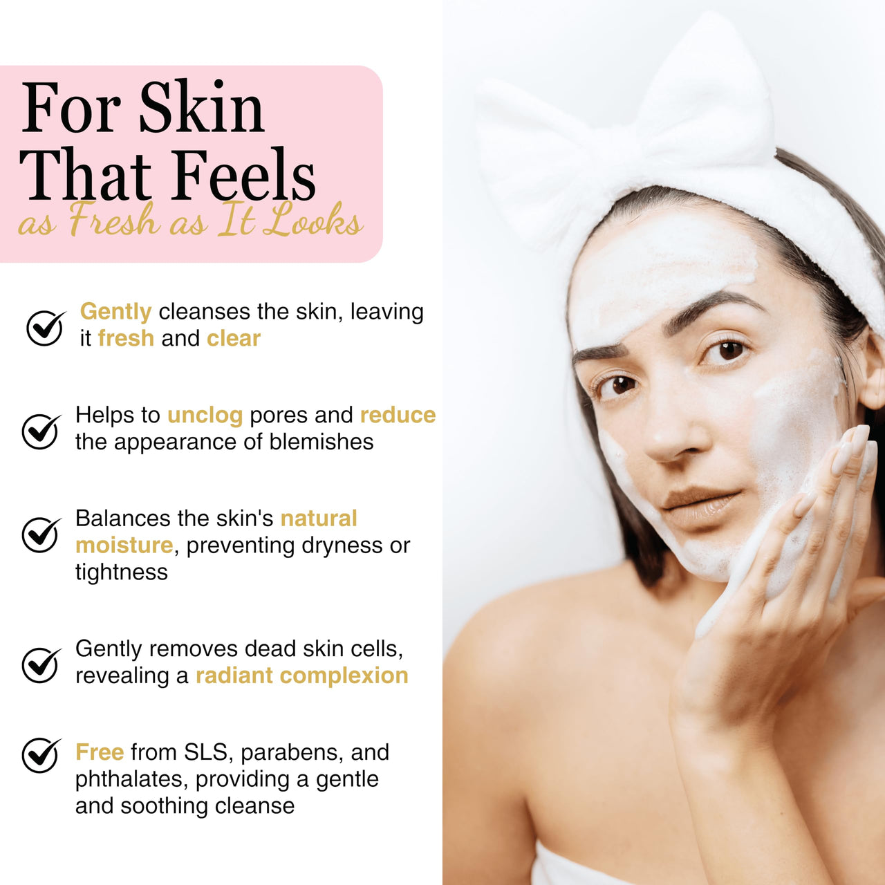 Nature’s Kinn Rose, Camomile & Jasmine Cloud Cleanse Foaming Facewash | Hydrating & Soothing | With Niacinamide, Hyaluronic Acid & Gotu Kola | Sulphate-Free, Paraben-Free, Alcohol-Free | 100ml