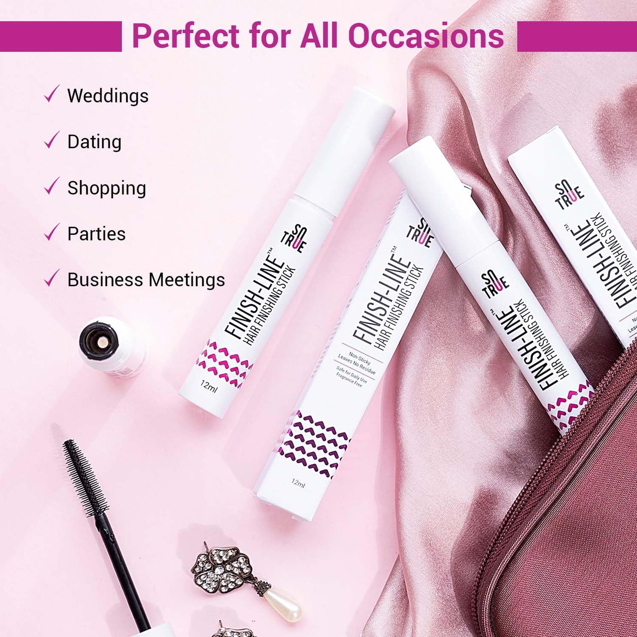 Sotrue Finish Line Hair Finishing Stick For Women 12ml | Anti Flyaway for Smooth, Non-Greasy, and Non-Oily Look | For all Hair Types