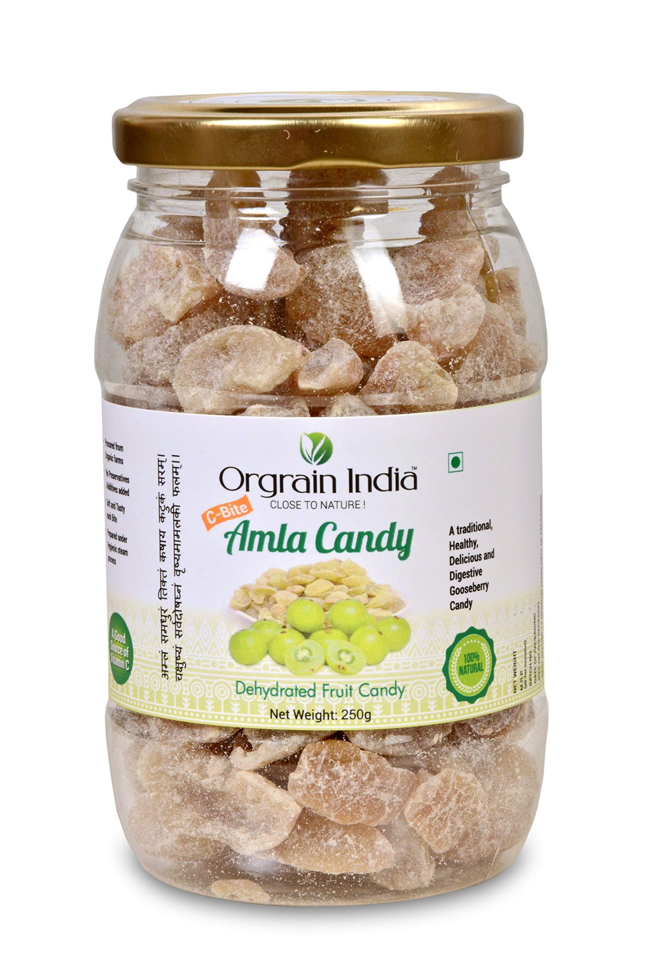 Orgrain India Natural Amla Candy 250g | Rich Source of Vitamin C, Potassium, Calcium and Iron
