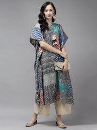 INDO ERA Women A-Line Polyester Kurta/Kurti S Navy Blue
