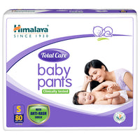 Himalaya Total Care Baby Pants Diapers, Small, 80 Count, Upto 4-8 kg, White, S
