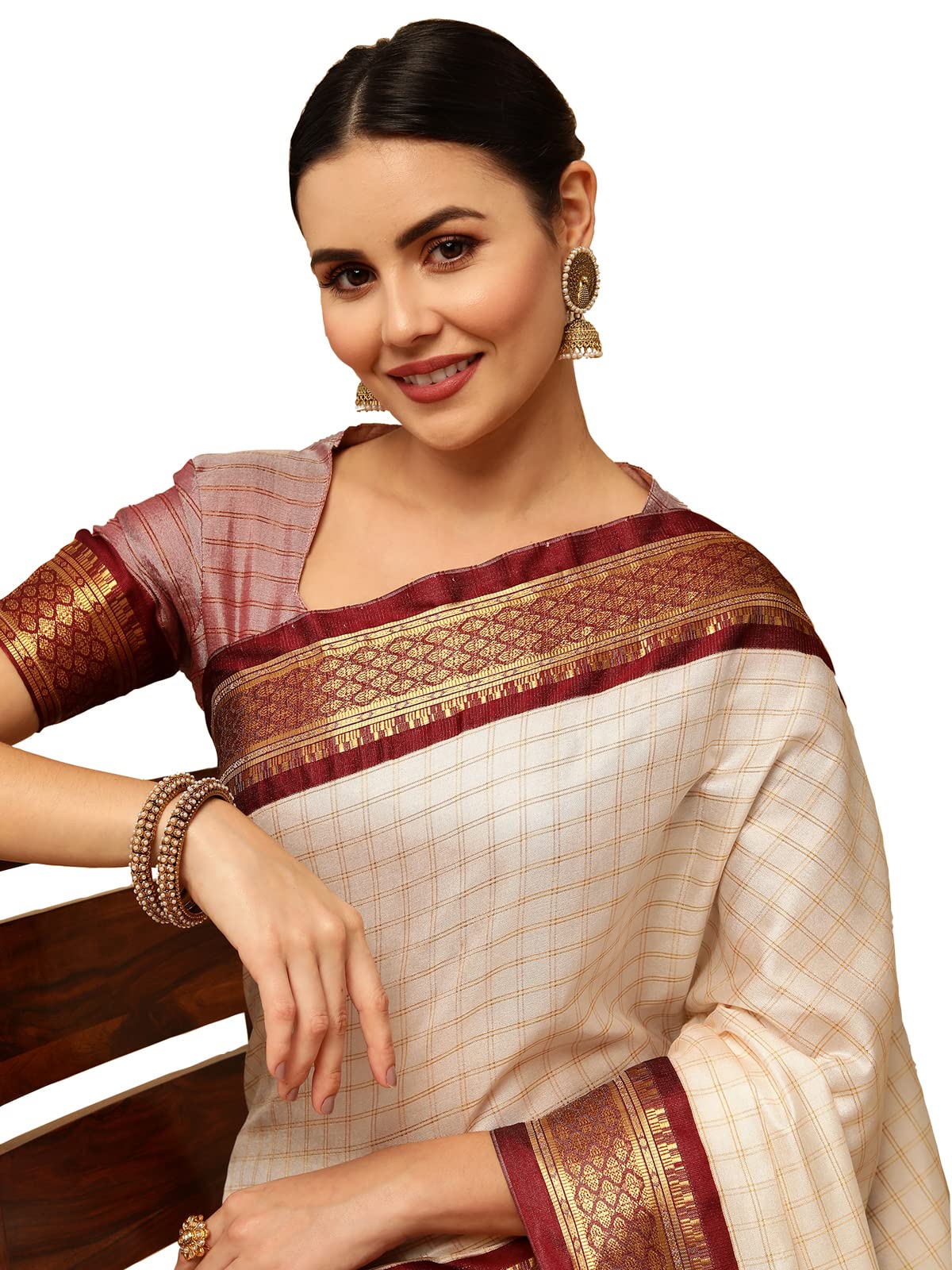 Satrani Women's Poly Silk Woven Saree With Unstitched Blouse Piece