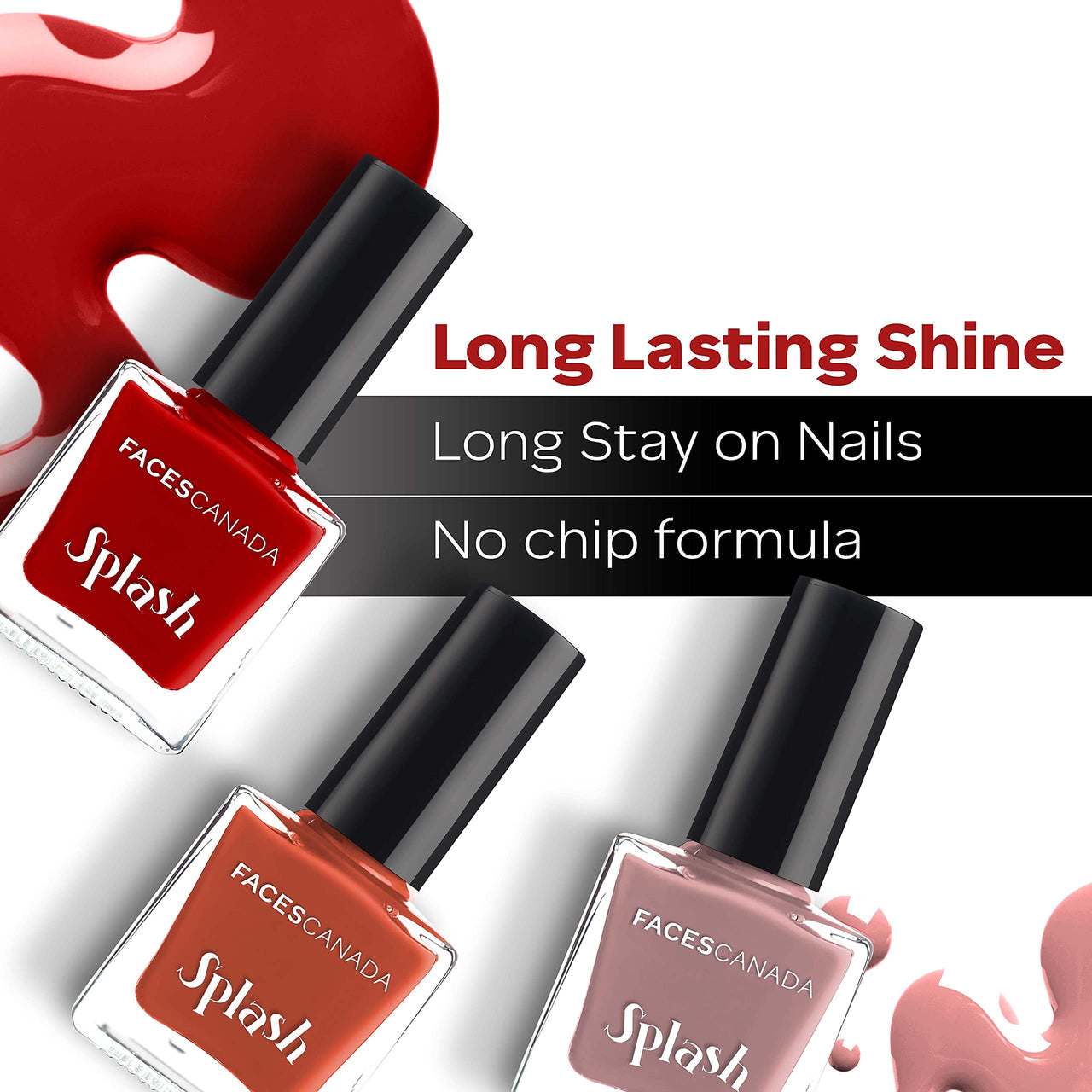 FACESCANADA Faces Splash Glossy Finish Nail Enamel (Frozen 40, 8 Ml) & Faces Canada Splash Nail Enamel, Ballerina 201, 8 Ml