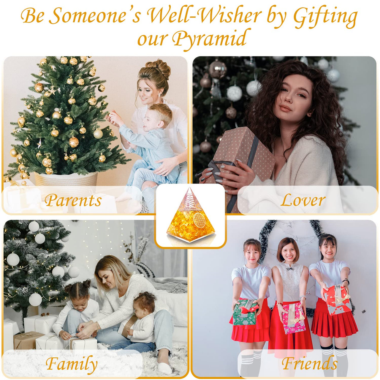 Orgone Pyramid | Citrine Orgonite Pyramid for Wisdom, Wealth & Success | Healing Crystal Gemstone Pyramid | Orgone Pyramid Crystal - Handmade In India