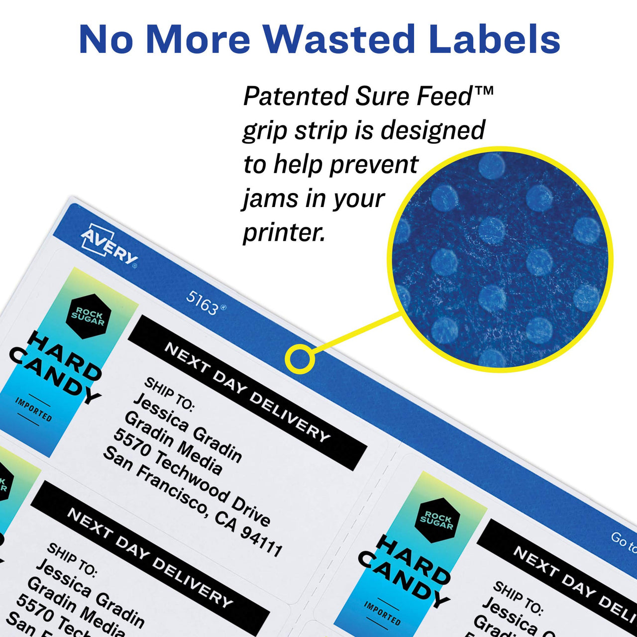 Avery Printable Shipping Labels with Sure Feed, 2" x 4", White, 250 Blank Mailing Labels (5263)