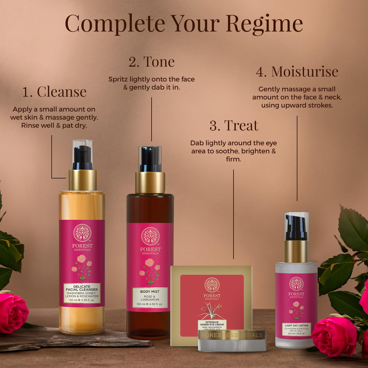 Forest Essentials Pure Rosewater (Toner) Facial Tonic Mist | Hydrating Daily Toner | For Glowing Skin | Hydrates Plumps & Minimises Open Pores, Pack Of 1