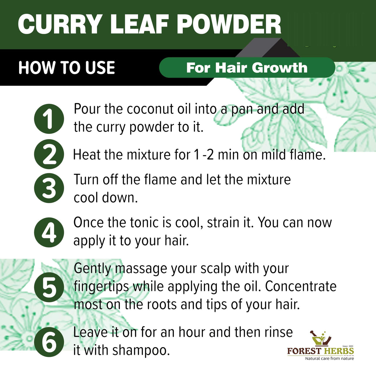 The Forest Herbs Natural Care From Nature 100% Curry Leaves Powder 200Gms (Sun Dried & Stemless) for Strong and Shiny Hair Growth