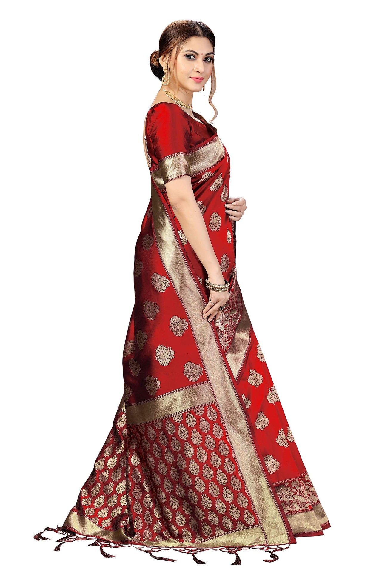 PANASH TRENDS Women's  Kanchipuram Banarasi Art Silk Saree with Blouse Piece