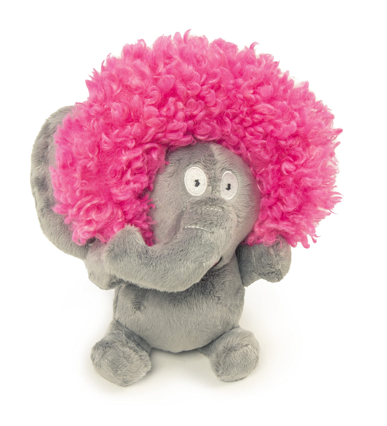 goDog Crazy Hairs Elephant Silent Squeak Plush Dog Toy, Chew Guard Technology - Gray, Small Crazy Hairs Elephant (Gray)