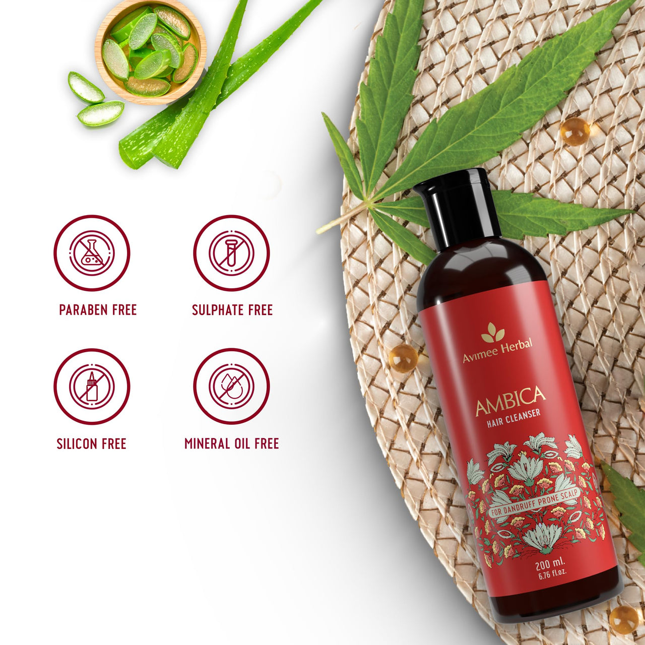Avimee Herbal Ambika Hair Cleanser | Fights Dandruff & Moisturises Scalp Naturally | With Aloe Vera, Apple Cider Vinegar, Tea Tree Oil & Neem Oil | 200 ml