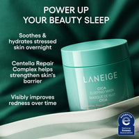Laneige Cica Sleeping Mask for Face(AD) | Soothing & Calming Night Cream for Dry Sensitive Skin | Lightweight | Hydrating Overnight Treatment | Strenthen Skin Barrier | Korean Skincare | 60ml