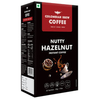 Colombian Brew 3 in 1 Assorted Instant Coffee Premix Café Latte, 10 Sachets Box & Colombian Brew Hazelnut Instant Coffee Powder, No Sugar Vegan, 50gm