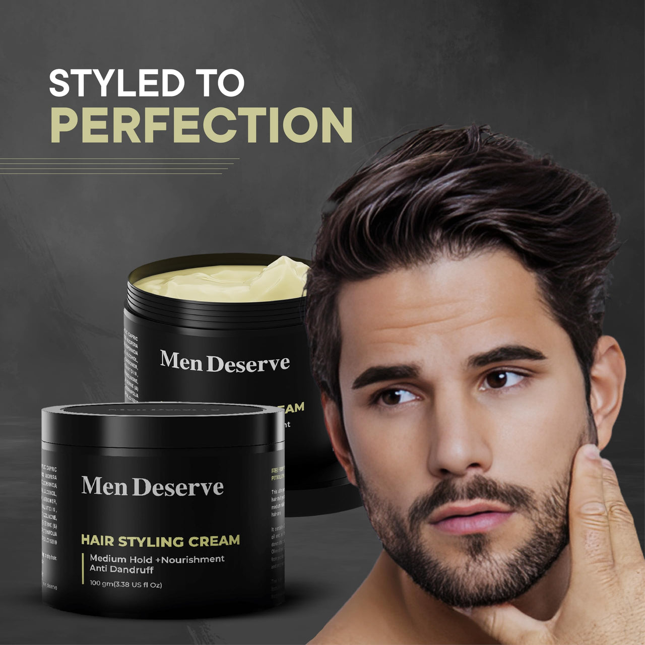 Men Deserve - Combo Pack of Daily Hair Cream & Hair Styling Cream (2x100g) | Non-Greasy Hair Cream for Men With Olive Oil, Coconut Oil, & Keratin for Dry and frizzy hair