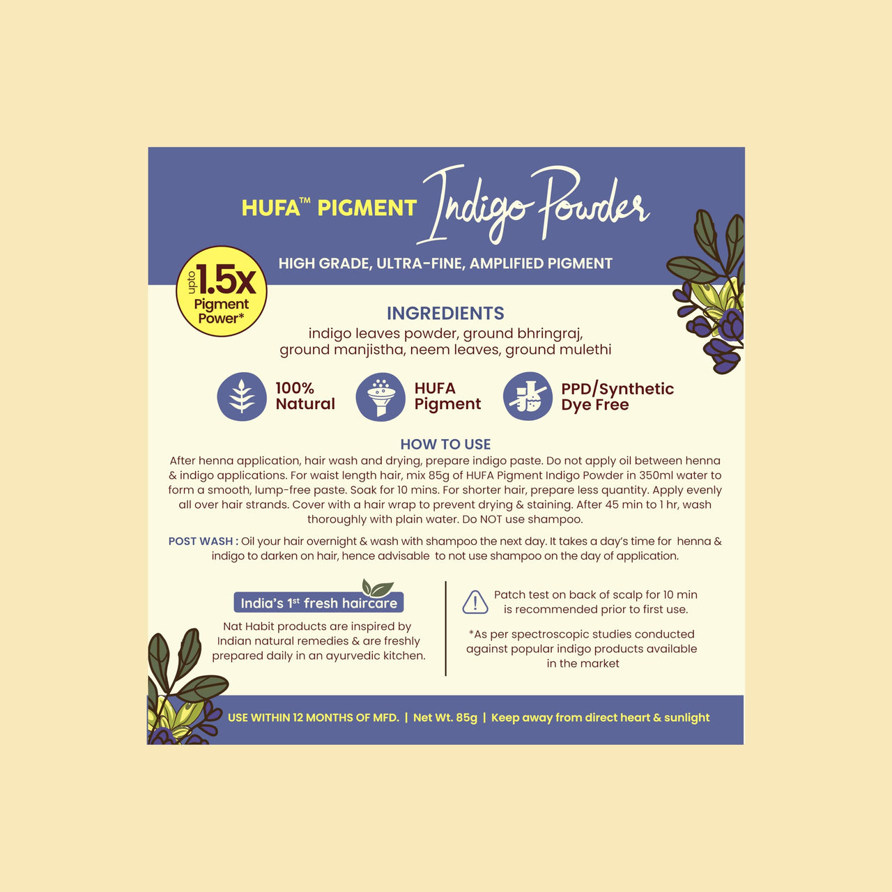Nat Habit Ready-to-Apply Fresh Henna Paste and Indigo Powder Combo, Pre-Soaked in Black Tea and Herbs,100% Natural Rajasthani Henna & Indigo Powder For Natural Black Hair (440g + 85g)