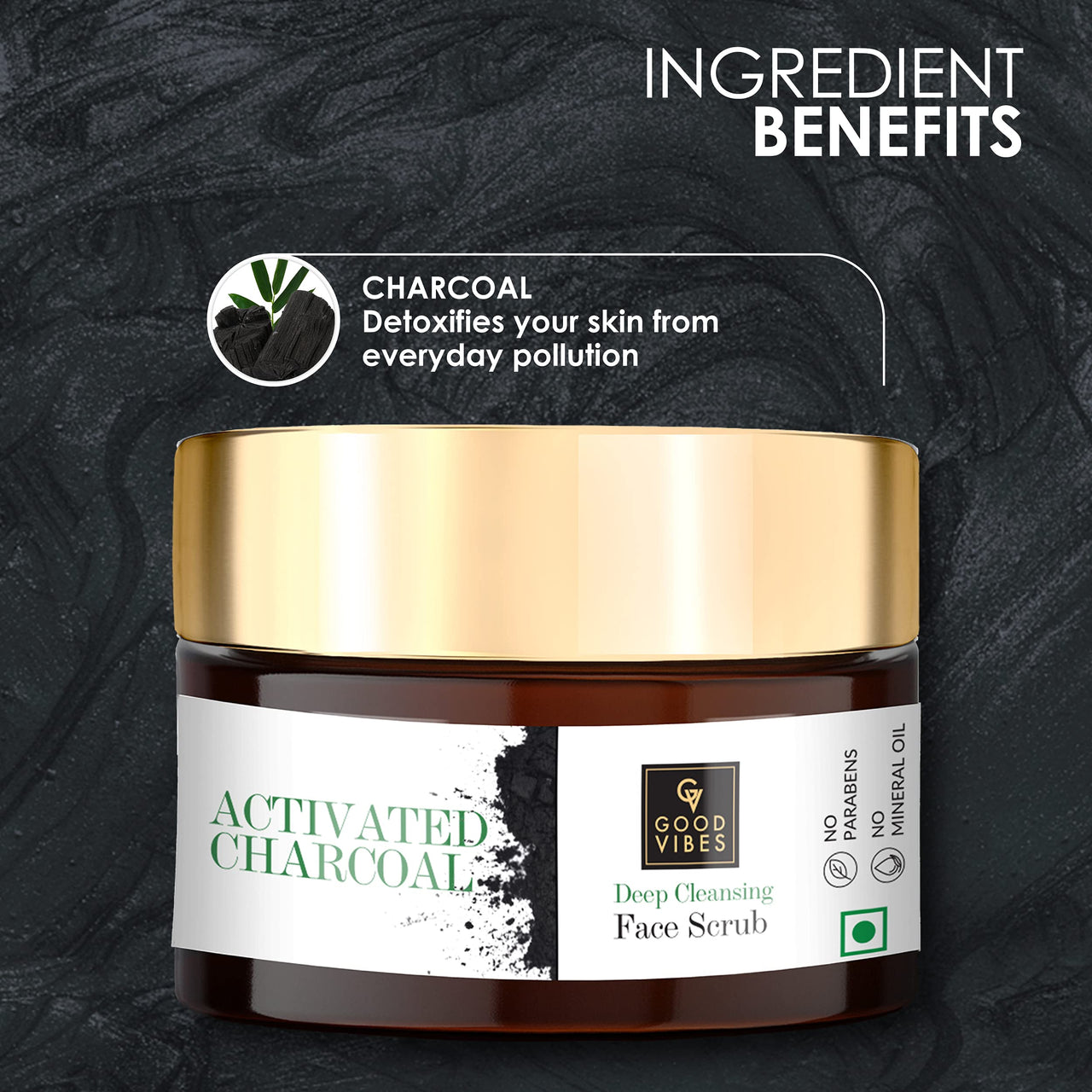 Good Vibes Activated Charcoal Deep Cleansing Face Mask, 50 g Blackhead Removal Deep Pore Cleansing Anti Acne Face Mask For All Skin Types, Controls Excess Sebum, No Parabens & Mineral Oils